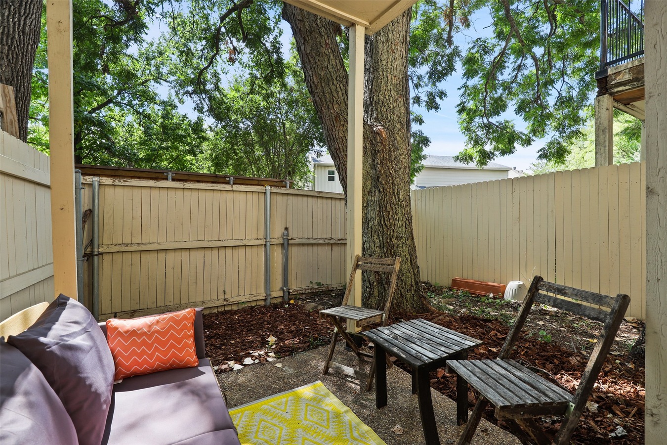 Private covered back patio